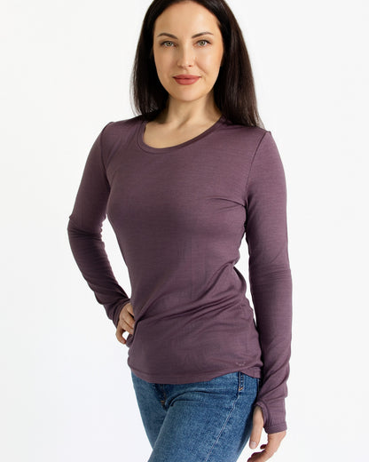 Women's OG Long Sleeve - 100% Merino Wool, Plum