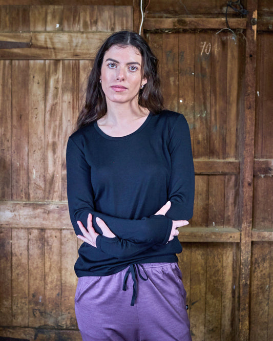 Women's OG Long Sleeve - 100% Merino Wool, Black