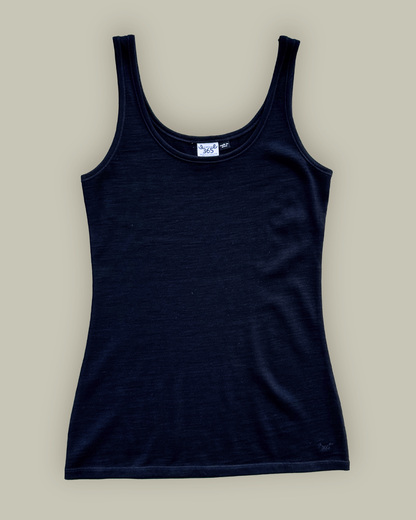 Women's Scoop Neck Tank Top - 100% Merino Wool, Black