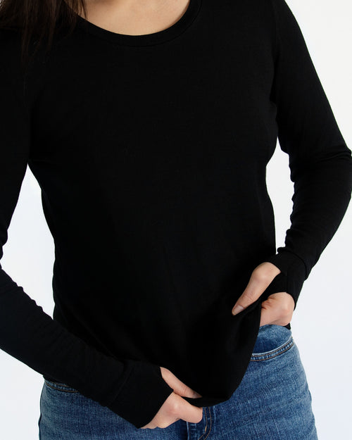 Women's Standard Long Sleeve - 100% Merino Wool, Black