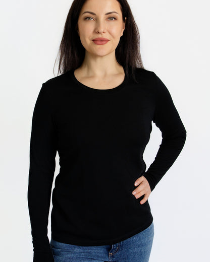 Women's Standard Long Sleeve - 100% Merino Wool, Black