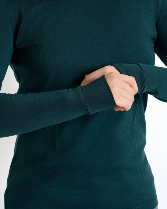 Women's Standard Long Sleeve - 100% Merino Wool, Pine Green