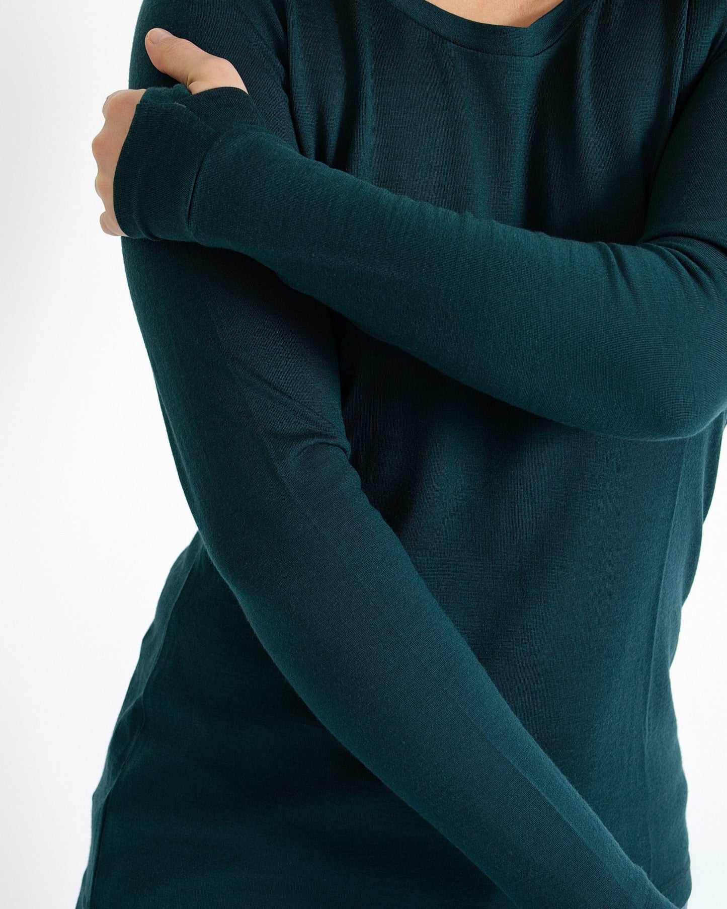 Women's Standard Long Sleeve - 100% Merino Wool, Pine Green