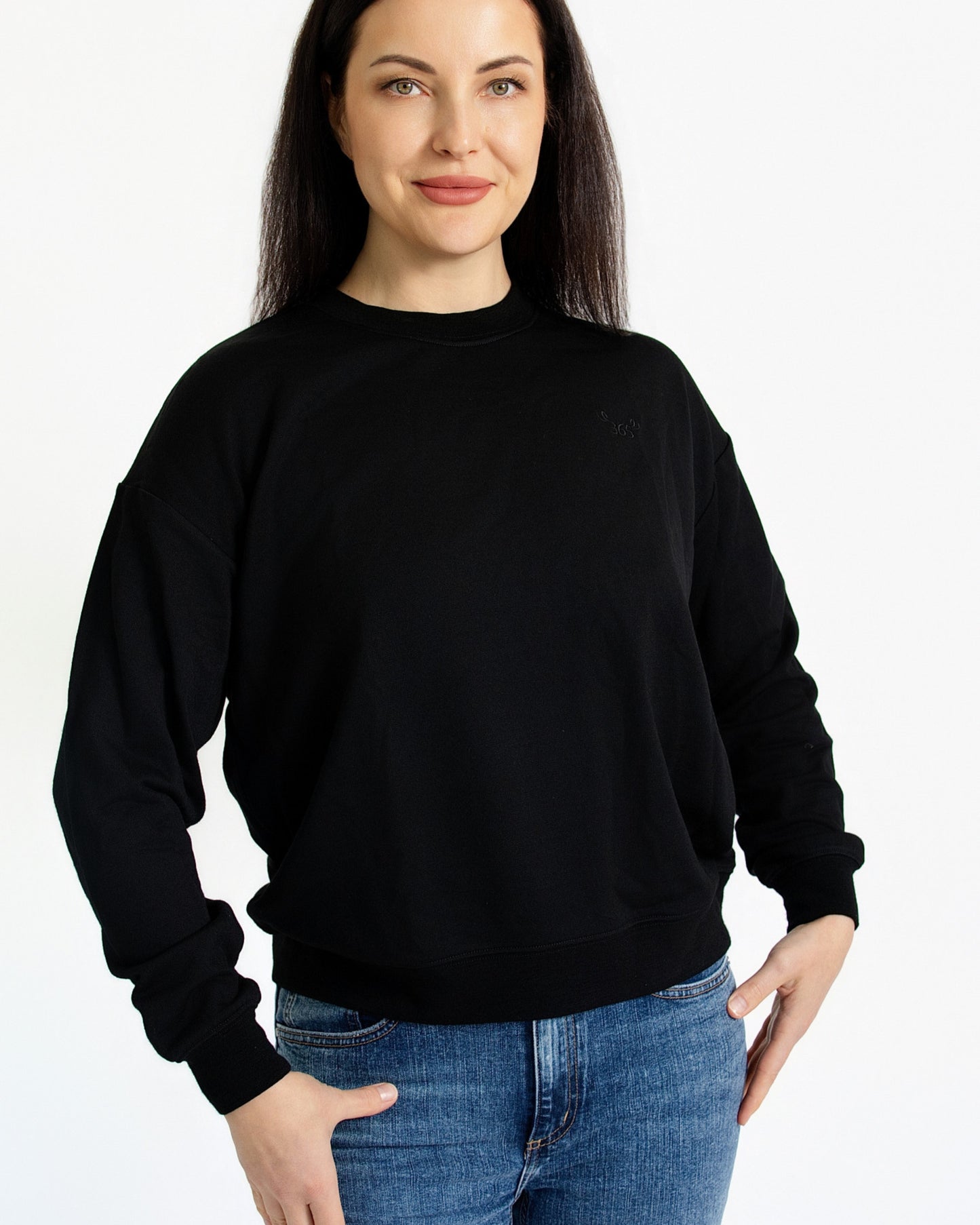 Women's Crew Sweatshirt - 100% Merino Wool, Black
