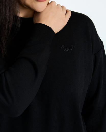 Women's Crew Sweatshirt - 100% Merino Wool, Black