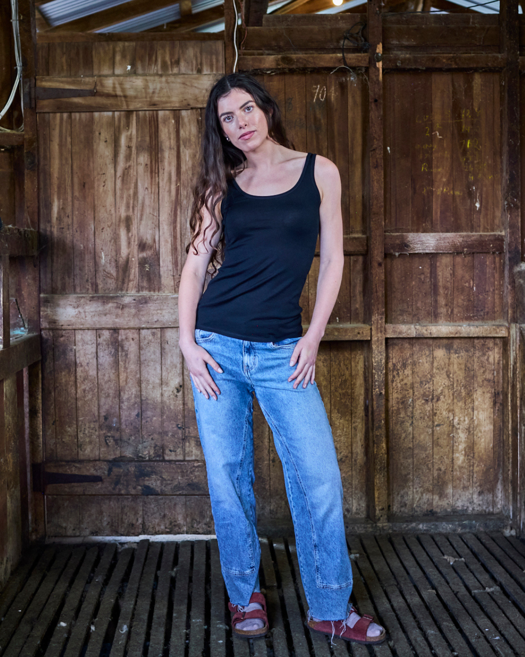 Women's Scoop Neck Tank Top - 100% Merino Wool, Black