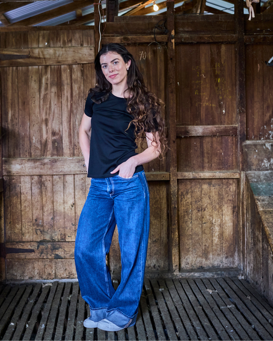 Women's Crew T-Shirt - 100% Merino Wool, Black