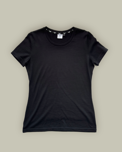 Women's Crew T-Shirt - 100% Merino Wool, Black