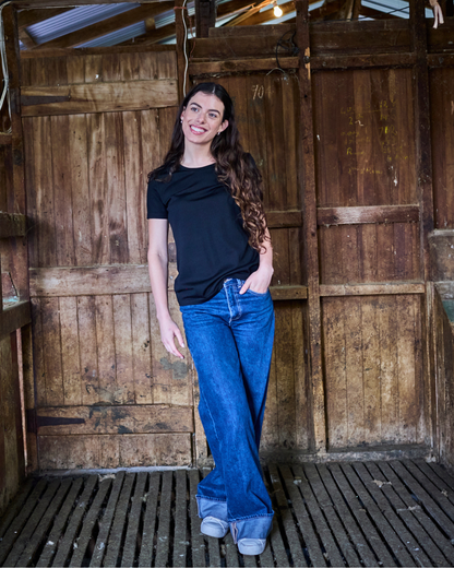 Women's Crew T-Shirt - 100% Merino Wool, Black