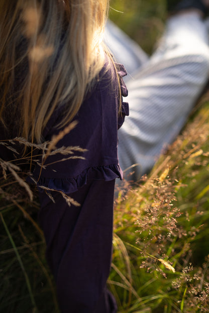 Women's Eden Frill Top - 100% Merino Wool, Iron Marle