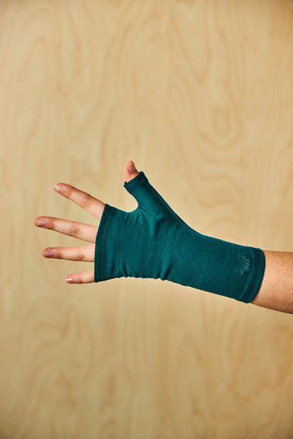 Women's Fingerless Gloves - 100% Merino Wool, Jade