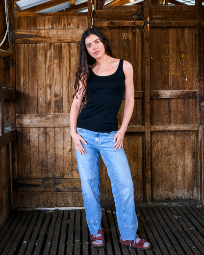 Women's Scoop Neck Tank Top - 100% Merino Wool — Black