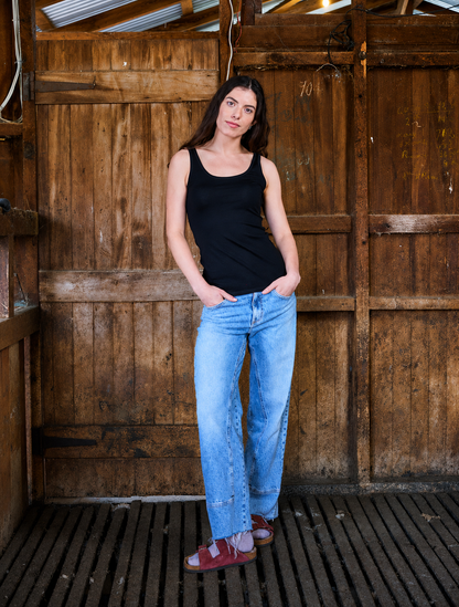 Women's Scoop Neck Tank Top - 100% Merino Wool — Black