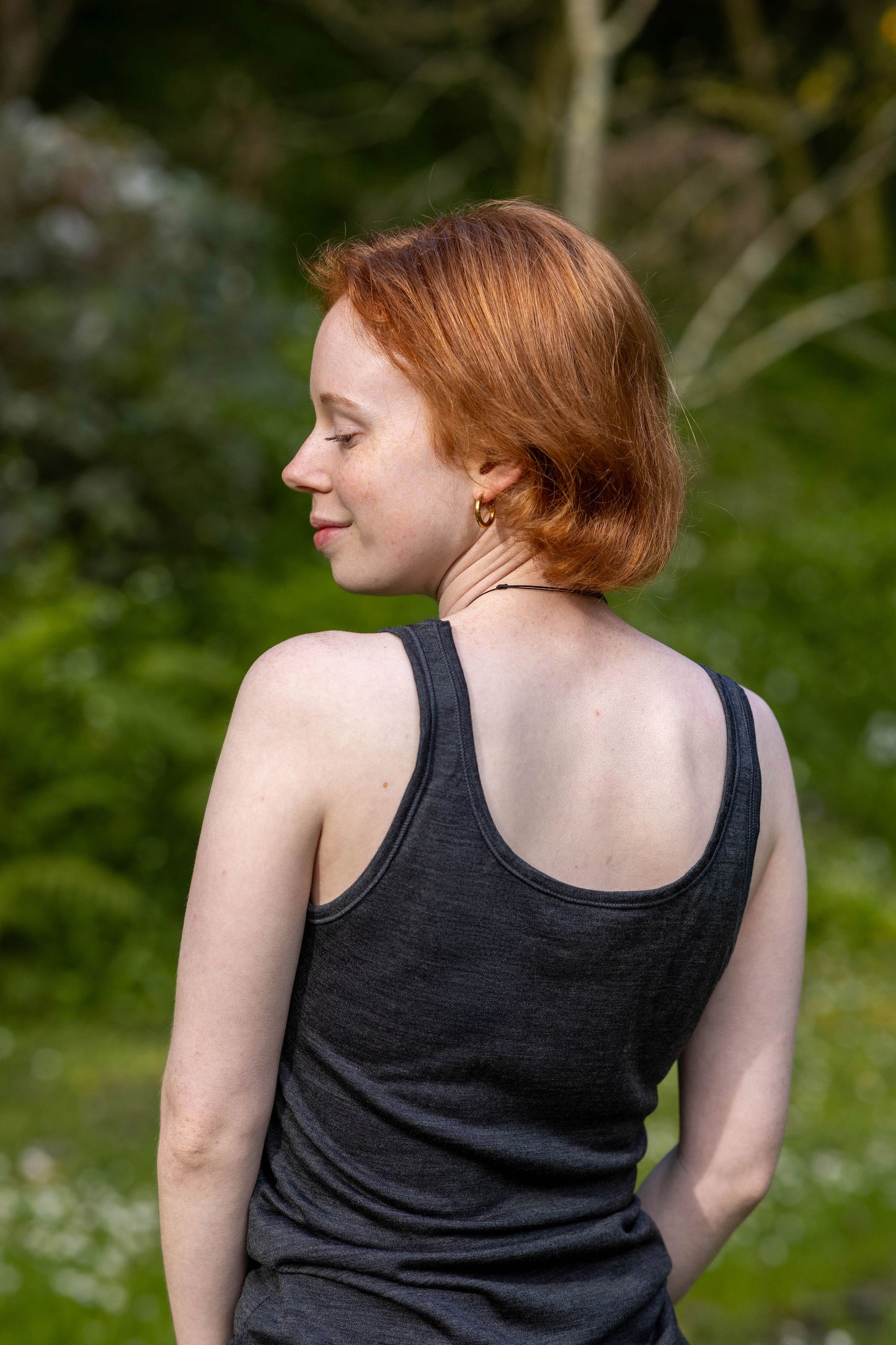 Women's Scoop Neck Tank Top - 100% Merino Wool, Slate Grey