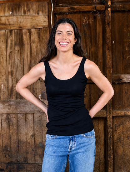 Women's Scoop Neck Tank Top - 100% Merino Wool — Black