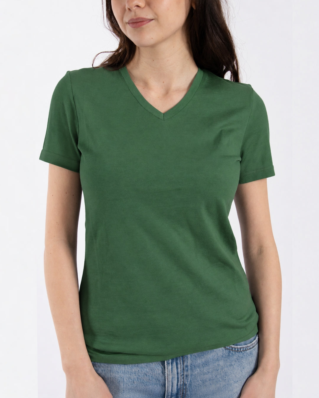 Women's V-Neck T-Shirt - 100% Merino Wool, Comfrey