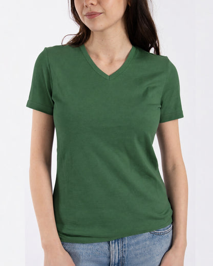 Women's V-Neck T-Shirt - 100% Merino Wool, Comfrey