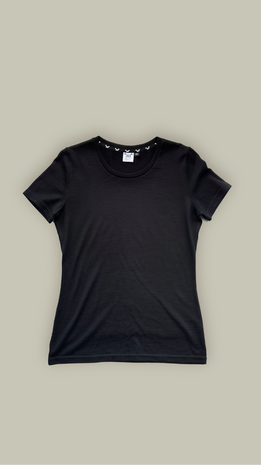 Women's Crew T-Shirt - 100% Merino Wool, Black