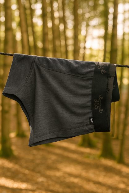 Men's Boxer Brief - 100% Merino Wool, Iron Marle