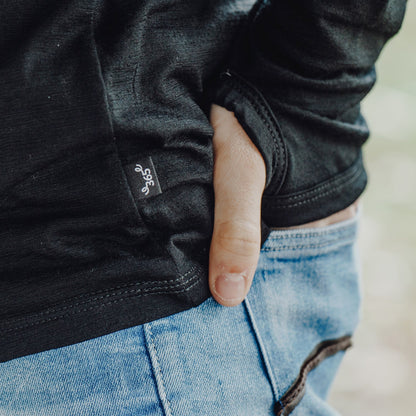 Men's OG Long Sleeve - 100% Merino Wool, Black Marle