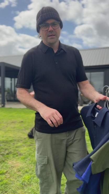 Men's Polo - 100% Merino Wool, Khaki Green