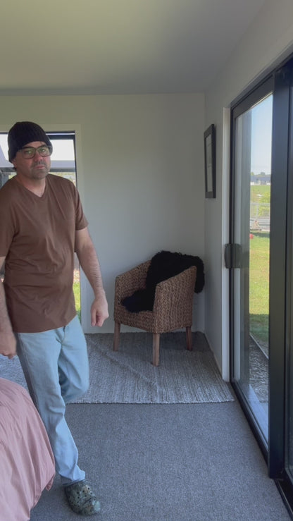 Men’s V-Neck T-shirt – Merino Blend 180gsm, Cinnamon