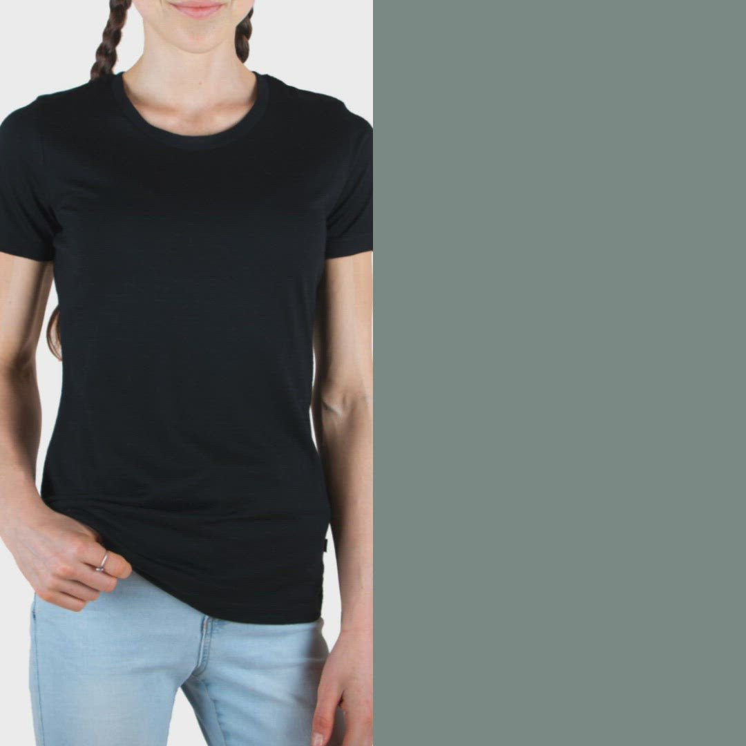 Merino 365 Women's Crew T-Shirt Short Sleeve, Black
